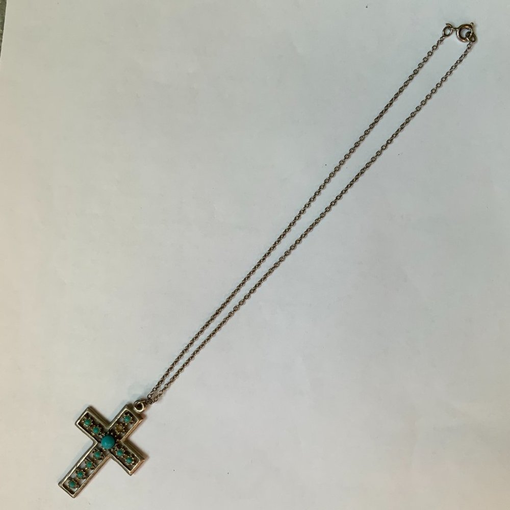 Vintage Cross With Turquoise Beads - Picture 2 of 3